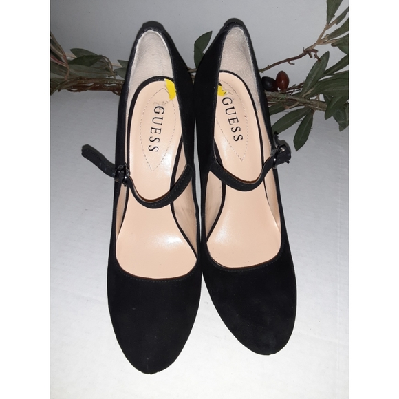 Guess Roses Black Suede Mary Jane Heels - Picture 6 of 16